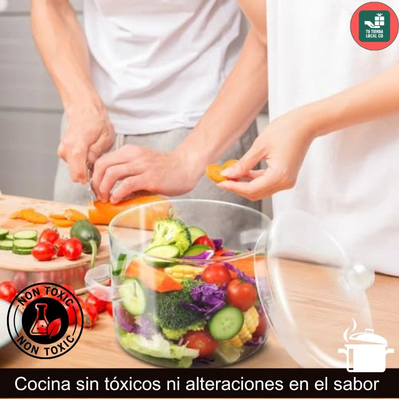 OLLA DE BOROSOLICATO GLASSFOOD® 100% ORIGINAL perfecta para preparar tus recetas favoritas 👨🏻🍳+ REGALO DE 5 RECETARIOS ADICIONALES