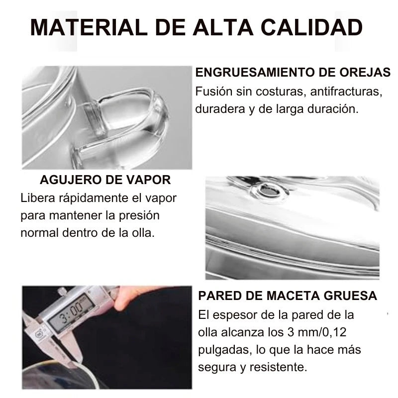 OLLA DE BOROSOLICATO GLASSFOOD® 100% ORIGINAL perfecta para preparar tus recetas favoritas 👨🏻🍳+ REGALO DE 5 RECETARIOS ADICIONALES