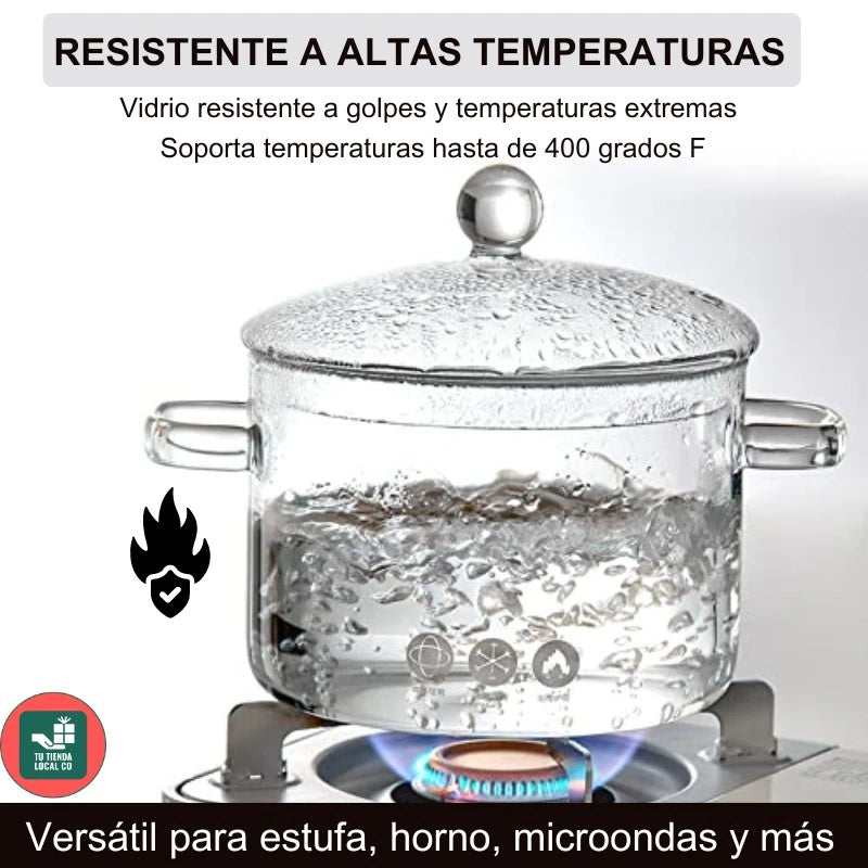 OLLA DE BOROSOLICATO GLASSFOOD® 100% ORIGINAL perfecta para preparar tus recetas favoritas 👨🏻🍳+ REGALO DE 5 RECETARIOS ADICIONALES