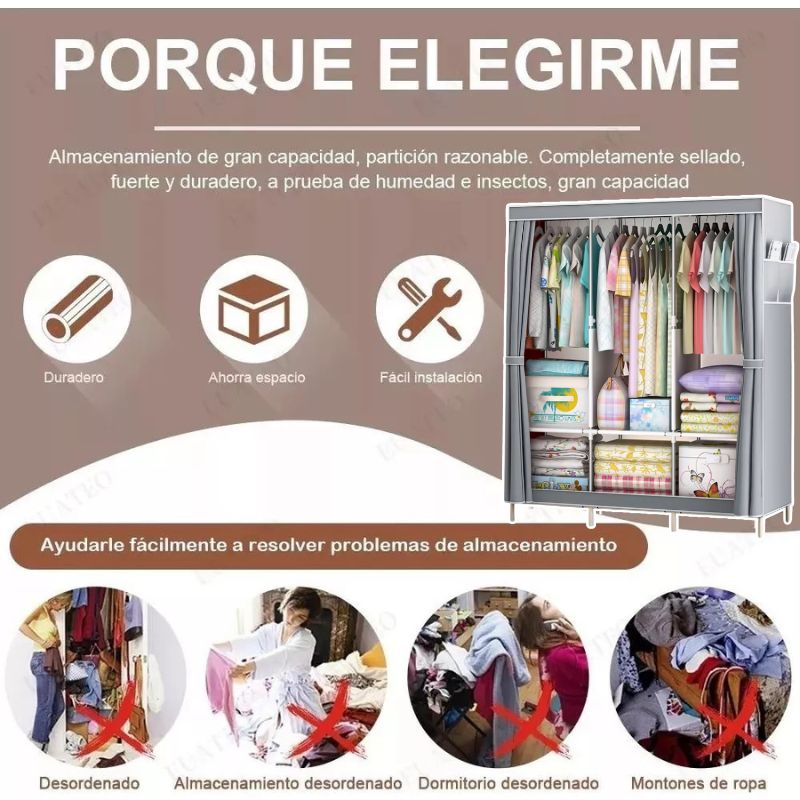 ARMARIO PORTATIL + ZAPATERO DE 6 NIVELES GRATIS EN OFERTA SOLO POR HOY 40% OFF