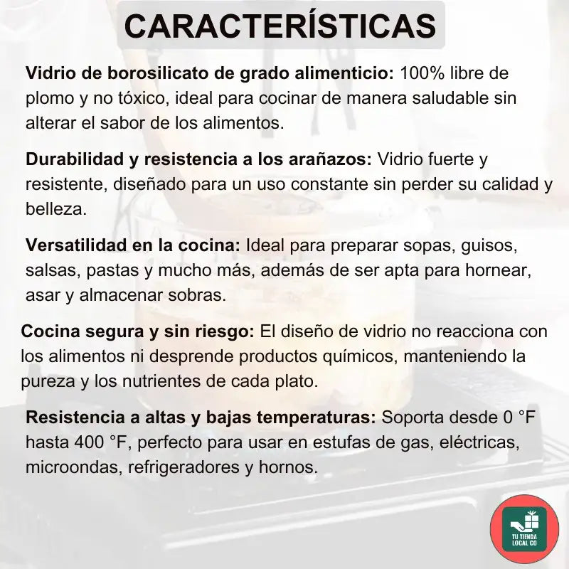 OLLA DE BOROSOLICATO GLASSFOOD® 100% ORIGINAL perfecta para preparar tus recetas favoritas 👨🏻🍳+ REGALO DE 5 RECETARIOS ADICIONALES