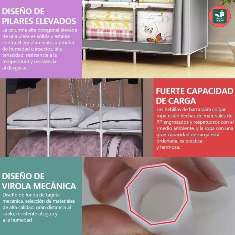 ARMARIO PORTATIL + ZAPATERO DE 6 NIVELES GRATIS EN OFERTA SOLO POR HOY 40% OFF