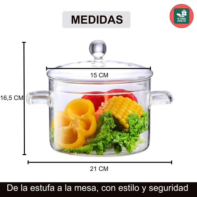 OLLA DE BOROSOLICATO GLASSFOOD® 100% ORIGINAL perfecta para preparar tus recetas favoritas 👨🏻🍳+ REGALO DE 5 RECETARIOS ADICIONALES