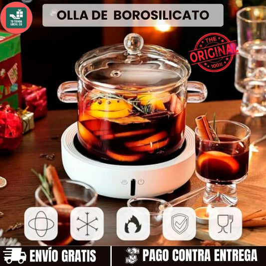 OLLA DE BOROSOLICATO GLASSFOOD® 100% ORIGINAL perfecta para preparar tus recetas favoritas 👨🏻🍳+ REGALO DE 5 RECETARIOS ADICIONALES