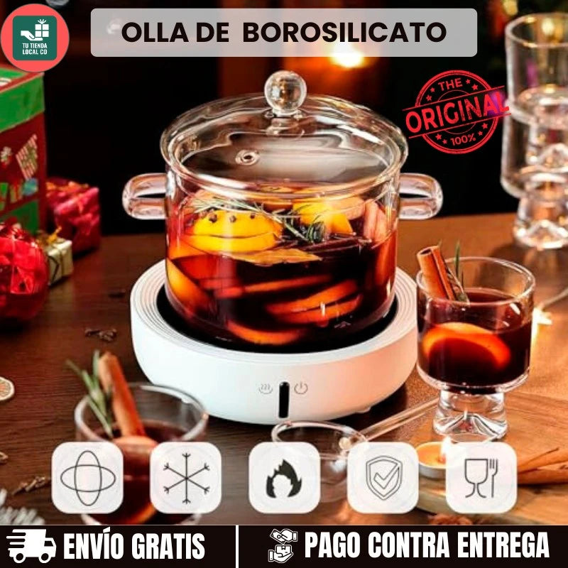OLLA DE BOROSOLICATO GLASSFOOD® 100% ORIGINAL perfecta para preparar tus recetas favoritas 👨🏻‍🍳+ REGALO DE 5 RECETARIOS ADICIONALES