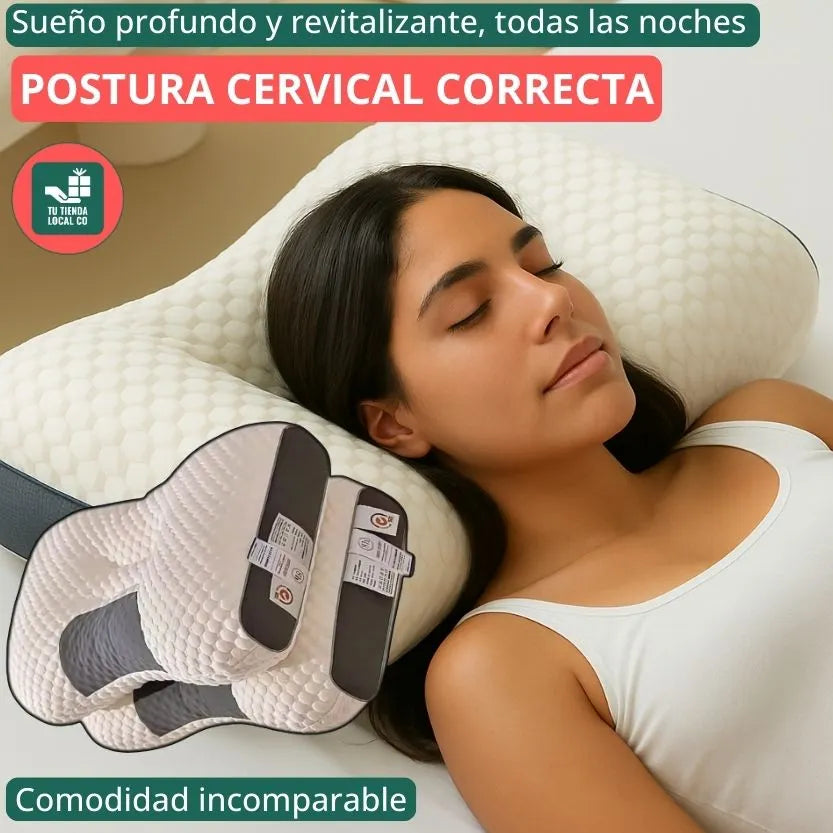 DELUXE ERGONOMIC RELAX Almohada Ortopédica 3d Con Alineación Cervical Perfecta, te brinda las mejores noches de descanso.