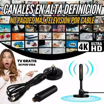 ANTENA PORTATIL TDT 4K UHD 2025 MÁXIMA SEÑAL Y NITIDEZ PARA CANALES GRATIS